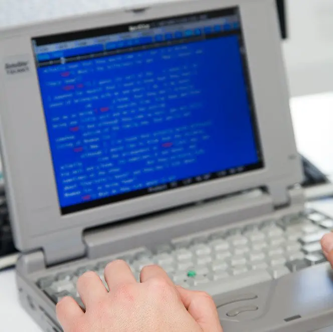 Preservation Analysts examines a WordStar word processing file in its original hardware and software environment, a 386 laptop.