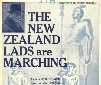 Cover of Jessie Pearse and Jim Stroud's "The New Zealand lads are marching".