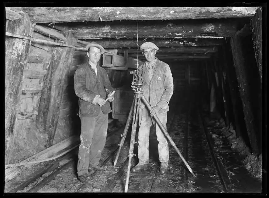 Surveying in the Blackwater mine, 1931