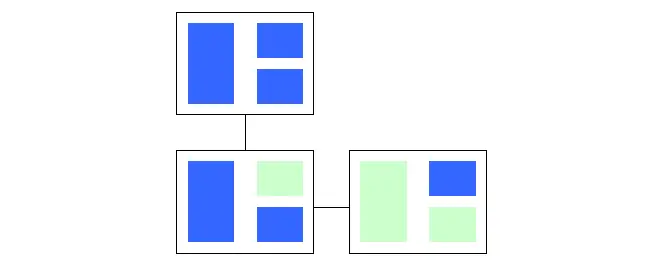 Diagram illustrating pages each in both language, which invert with a switch.