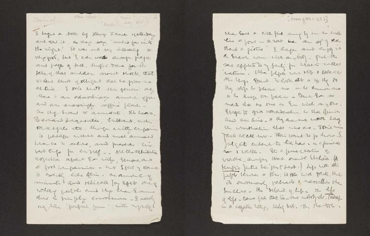 Two side-by-side pages with handwritten words that appear to have been torn from a notebook.