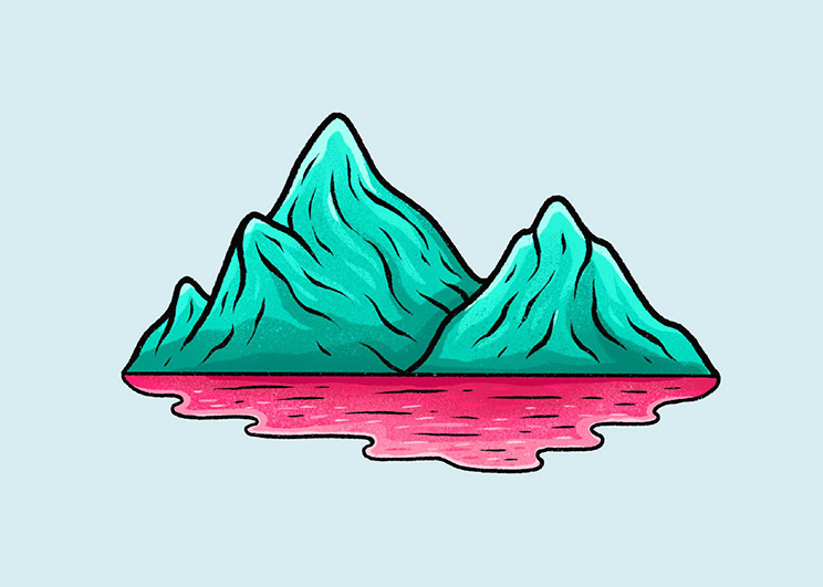 Drawing of a mountain.