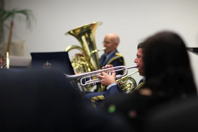 The RNZAF Brass Quintet perform during the book launch. 