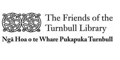 Logo the Friends of the Turnbull Library, Ngā hoa e te whare pukapuka Turnbull.