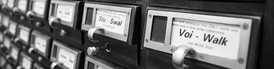 Card catalogue showing the drawers for stu to swal and voi to walk.