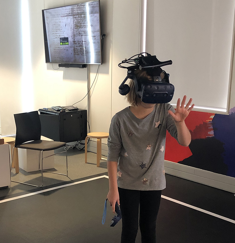 Student using virtual reality device at He Tohu Tāmaki