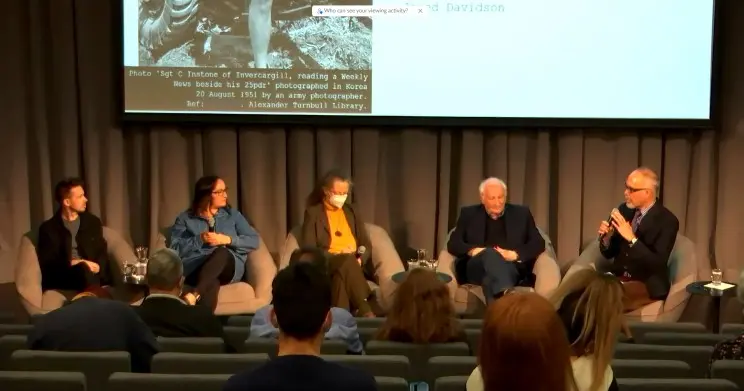 Panel discussion at the Wellington celebration of Papers Past's 21st anniversary.