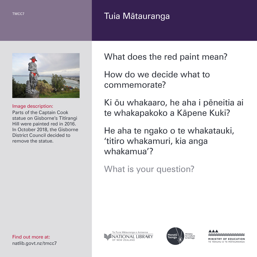 Back of curiosity card TMCC7, with an image description, fertile questions, and a link with more information