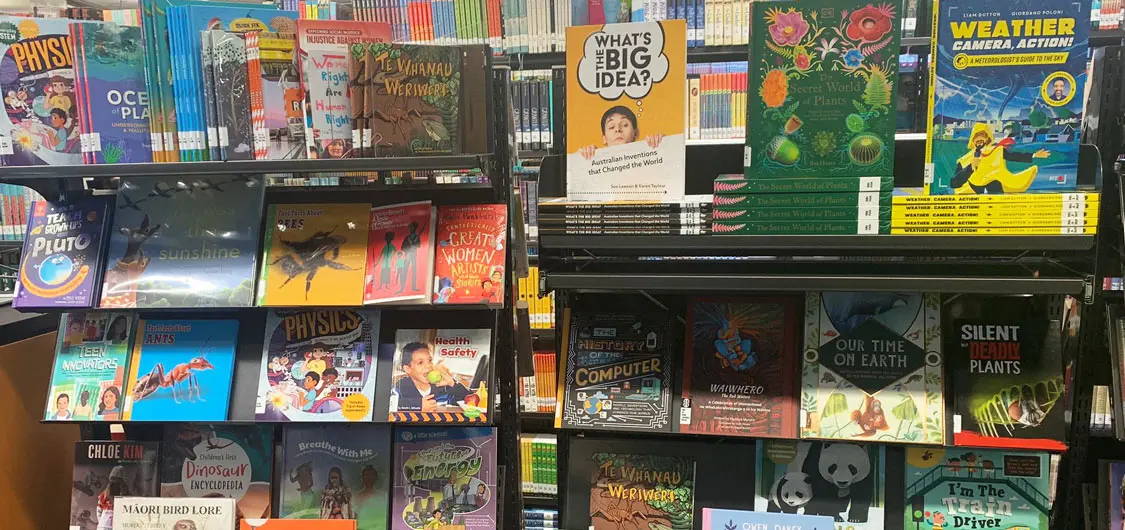 Display of books from the National Library's school lending service.