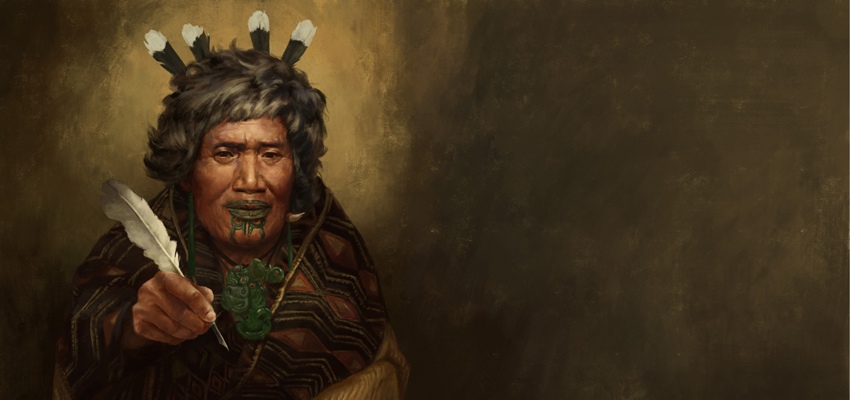 Te Rangitopeora holding a quill