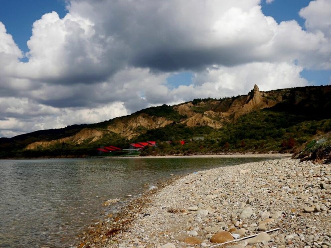 Shows temporary seating installed in preparation for ANZAC Day ceremonies near ANZAC Cove.