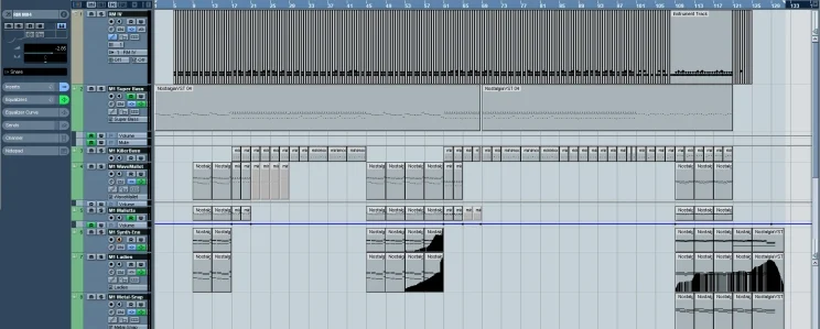 Screenshot of a digital audio workstation with various files displayed on a timeline.