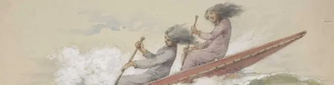 Two girls shooting the rapids in a waka.