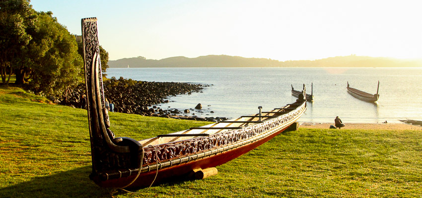 Waka on the foreshore at Waitangi