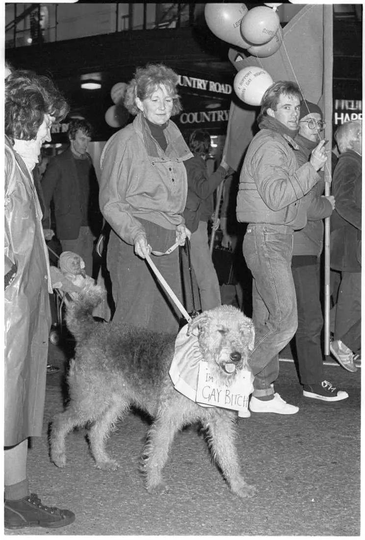 March supporting the Homosexual Law Reform Bill, Wellington, 1985.