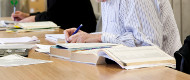 A person working at a desk.