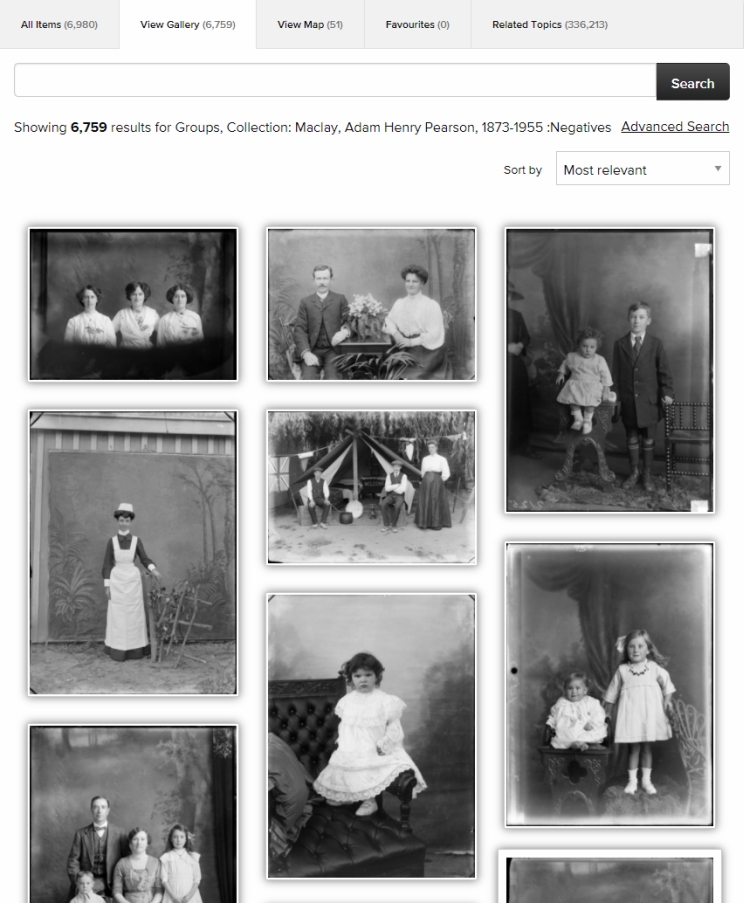 Gallery view of MacLay's photographs showing a series of black and white images of different dimensions.