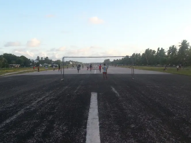 After work football on the runway.