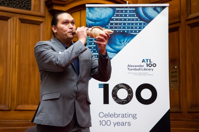The sound of the pūtātara played by Watene Kaihau, heralds the start of the proceedings.