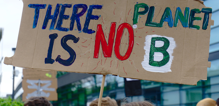 Placard that reads 'There is no planet B' at a climate strike