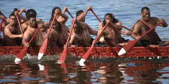 People canoeing. 