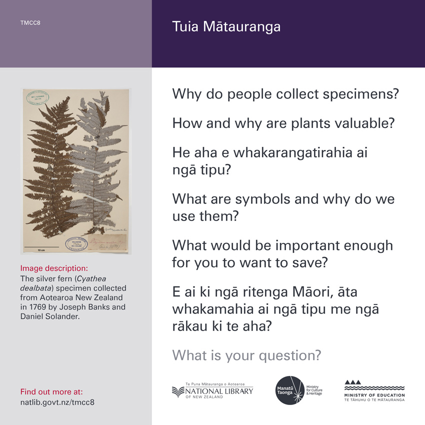 Back of curiosity card TMCC8, with an image description, fertile questions, and a link with more information