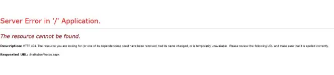 A screenshot of a HTTP 404 Server Error Messagee