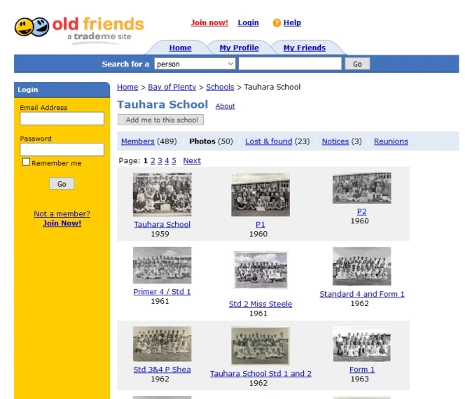 A screenshot of the webpage for Tauhara School photos gallery