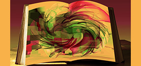 Book with a swirling pattern.