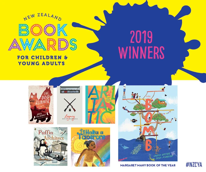 Poster showing winning books for the 2019 New Zealand Book Awards for Children & Young Adults