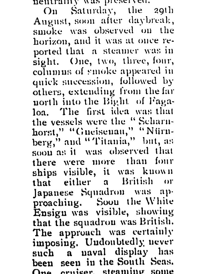 Part of a report on the occupation of German Samoa.