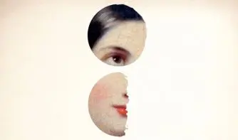 An image of half of a woman's face. It is taken from the cover of The Luminaries by Eleanor Catton.