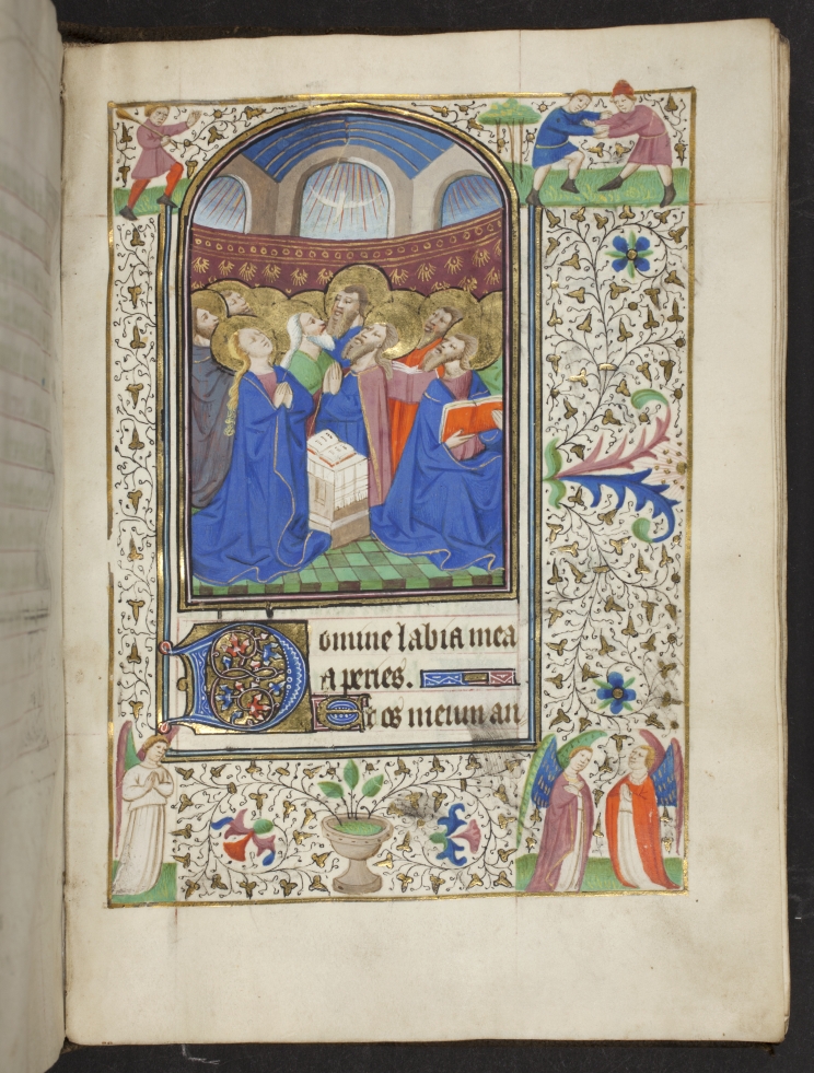 Miniature of Pentecost from a Book Hours, France (possibly Dijon or Besanҫon).