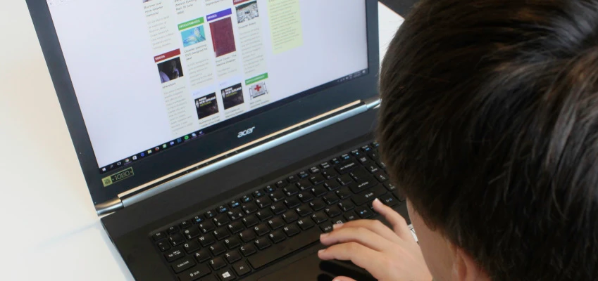 Student looking at Topic Explorer — a digital reference resource