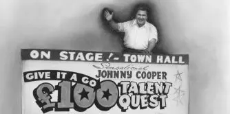 Entrepreneur Johnny Cooper entices contestants and budding artist to his talent quest , 1958.
