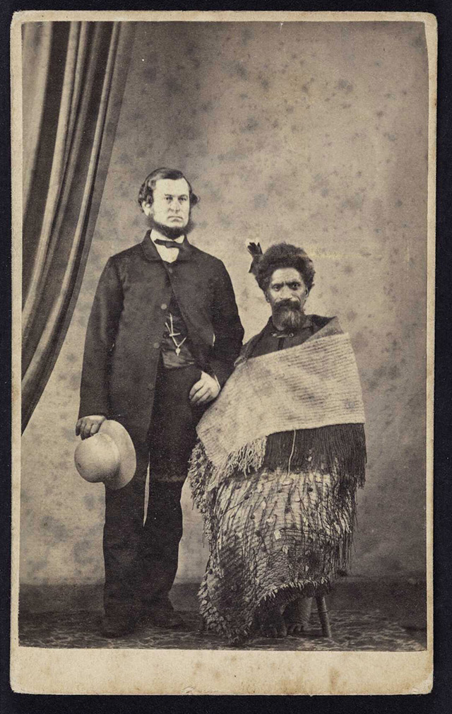 Titus Angus White and an unidentified Maori man, circa 1860.