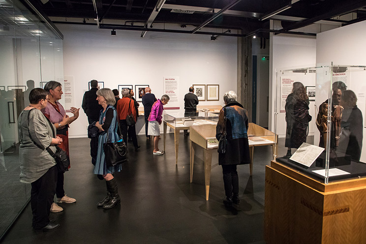 People at the Pūkana exhibition.