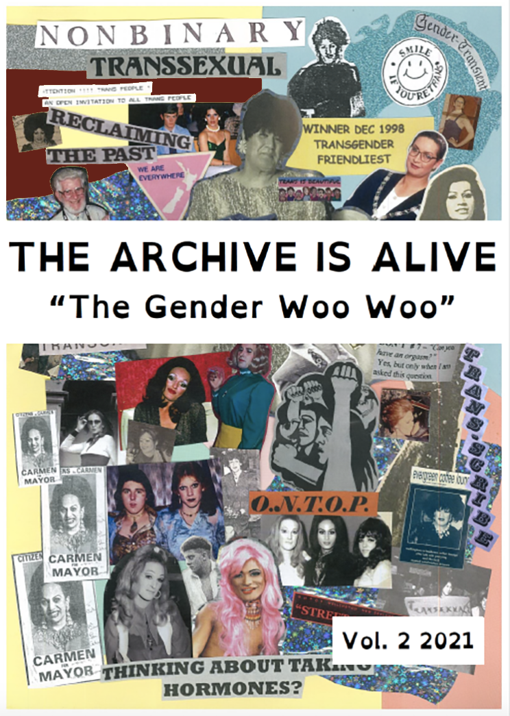 Zine cover with scrapbook-type look. Title is " The Archive is Alive! Compilation edition: Volumes !-3.