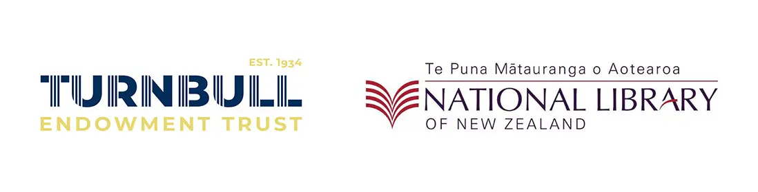 Logos for Turnbull Endowment Trust and National Library of New Zealand.
