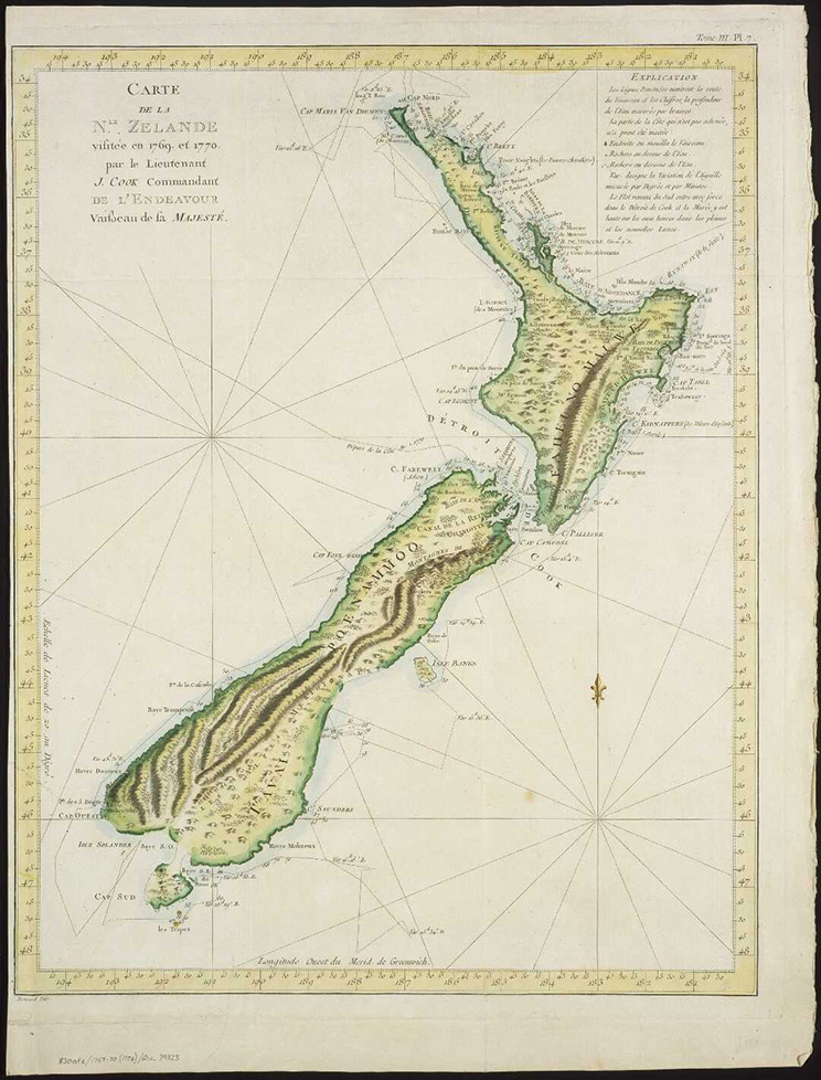 Map of New Zealand from 1774.