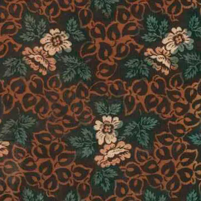 Cover of a book with floral pattern in green, brown and white. 