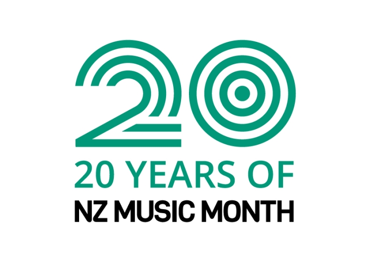 Logo for NZMM 2020 says: '20 years of NZ Music Month'.