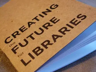 Book cover with the text 'Creating the future for libraries' in bold black font.