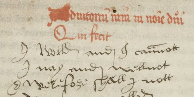 Detail of f.102v, showing inscriptions in fifteenth- and sixteenth-century hands