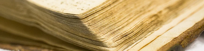 Close up of pages of an old book.