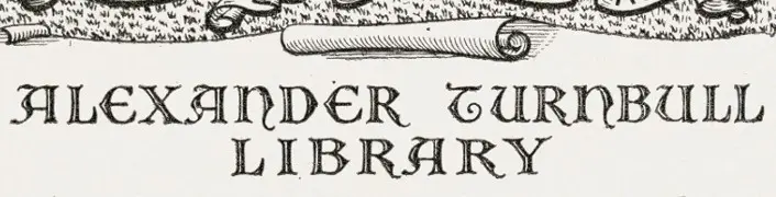 Detail of Alexander Turnbull Library Bookplate, 1951, Reginald George James Berry