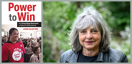 A montage of the book cover 'Power to WIn' and a head and shoulders photo of a smiling woman.