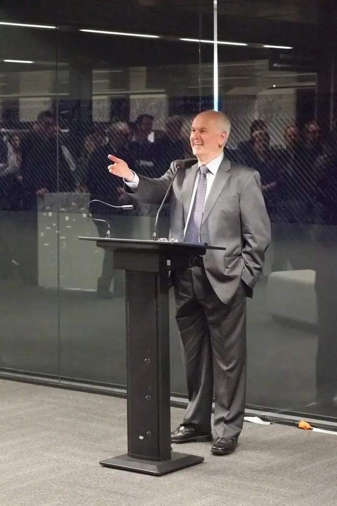 Roger speaking at the naming ceremony for the Lilburn Room.