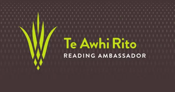 Logo of a flax with words Te Awhi Rito Reading Ambassador. 