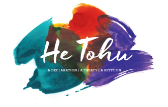 Sign for the 'He Tohu' exhibition at The National Library.